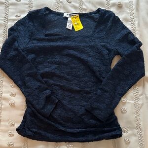 RSQ Dark Blue Floral Lace Long Sleeve Tee